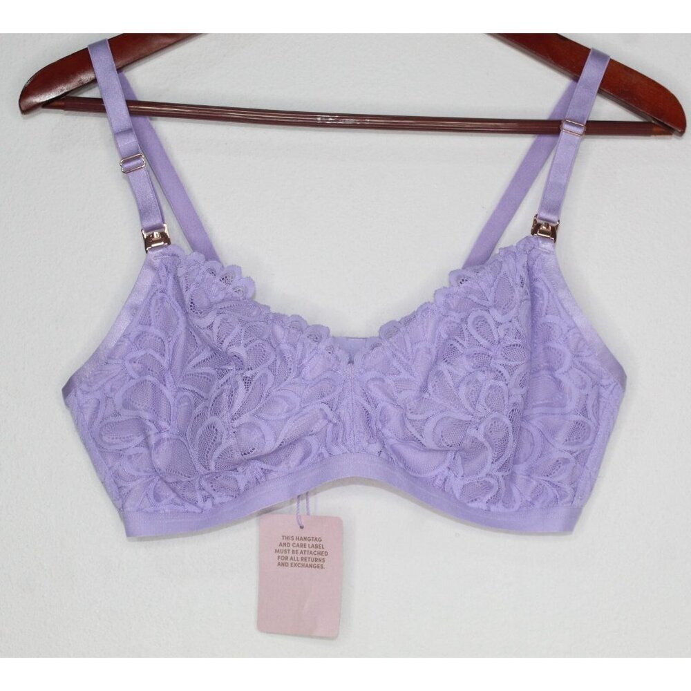 Savage X Fenty by Rihanna L Purple‎ Lace Gold Unwired Structured Bra NWT